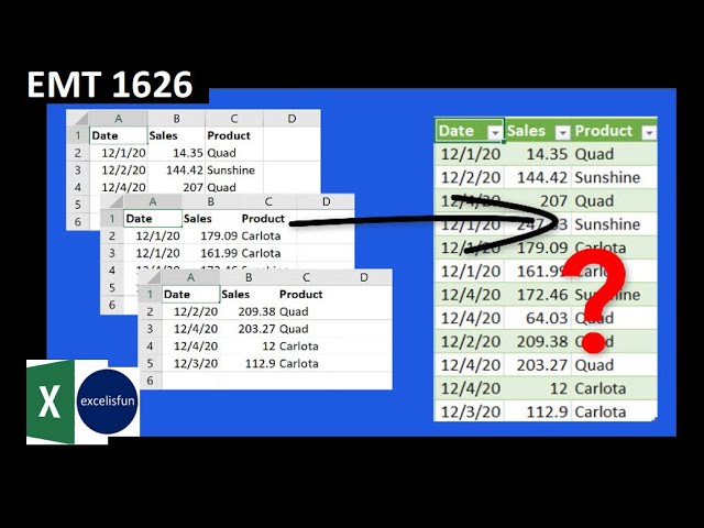 Combine Excel Worksheet Data (Not Excel Tables) Into PivotTable using Power Query (EMT 1626) Combine Excel Worksheet Data (Not Excel Tables) Into PivotTable using Power Query (EMT 1626)