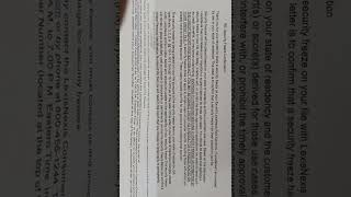 My LexisNexis Sagestream Security Freeze Confirmation Letter