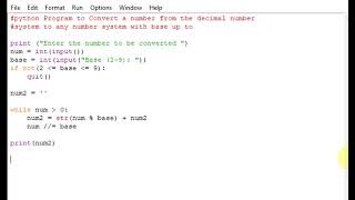 Details python program to convert a number from base ten to any between base 2 to 9 Update