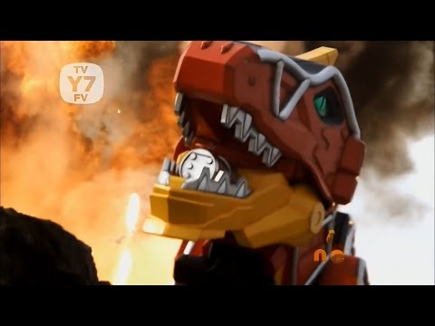 Dino Charge - Power Rangers meet T-Rex Zord | Past, Present, and Fusion | Power Rangers Official