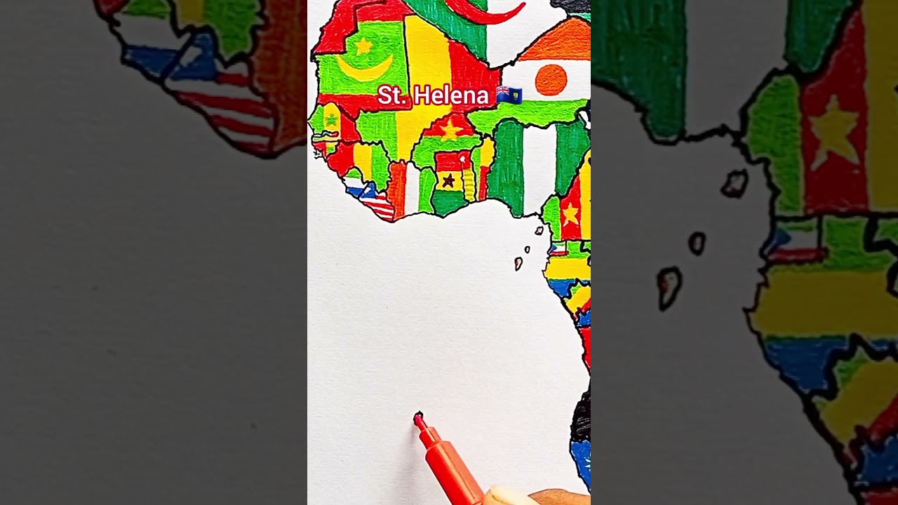 Draw Flag Map of St. Helena 🇸🇭 Islands 