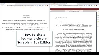 How to cite a journal article: Turabian 9th edition