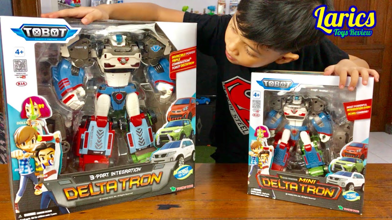 Hai teman-teman. Aku mau unboxing dan review mainan Tobot lagi nih, yaitu Tobot Deltatron. Ini adala. 