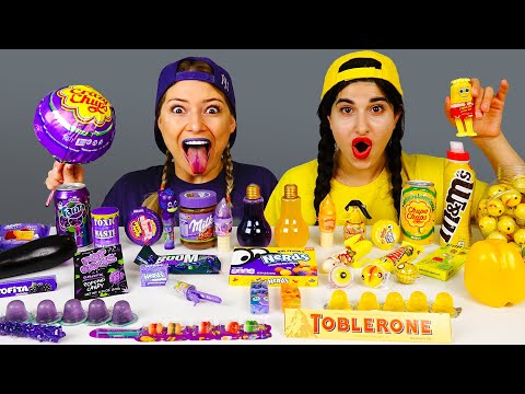 Purple Food VS Yellow Food Challenge 보라색 노란색 음식 챌린지 Mukbang by MIU