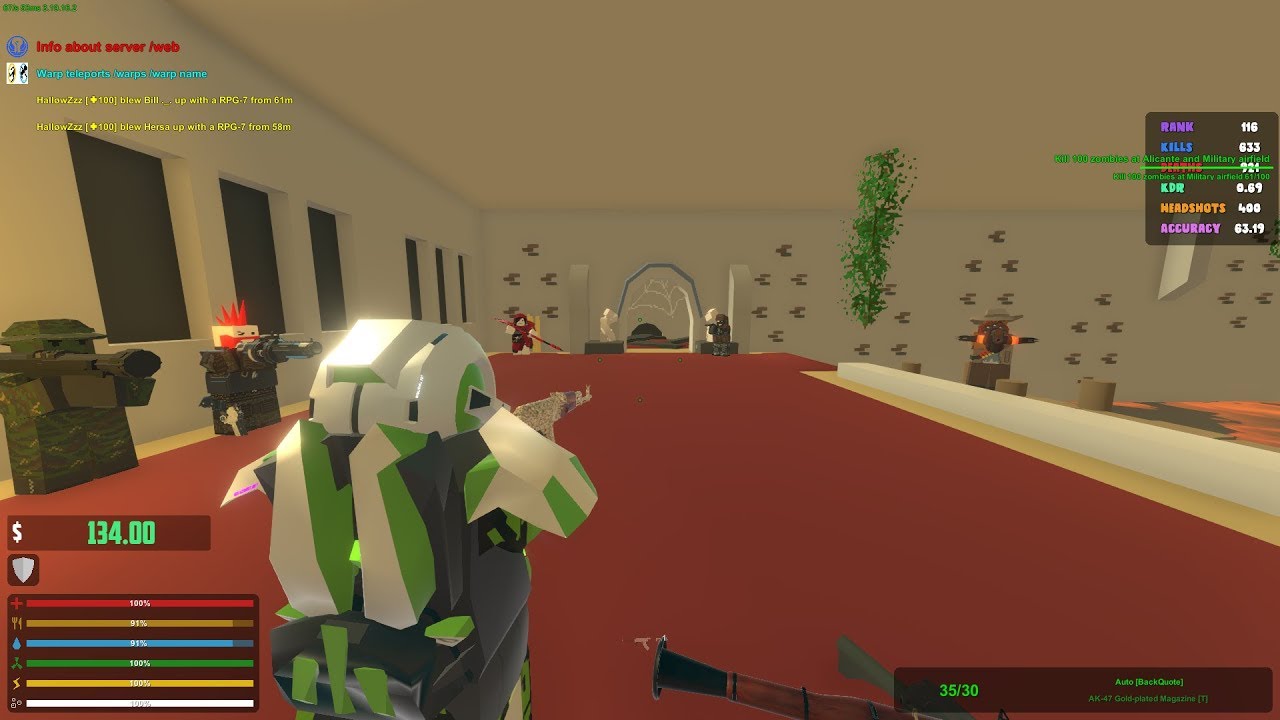 Getting 1000 kills on Warzone.net (Unturned)