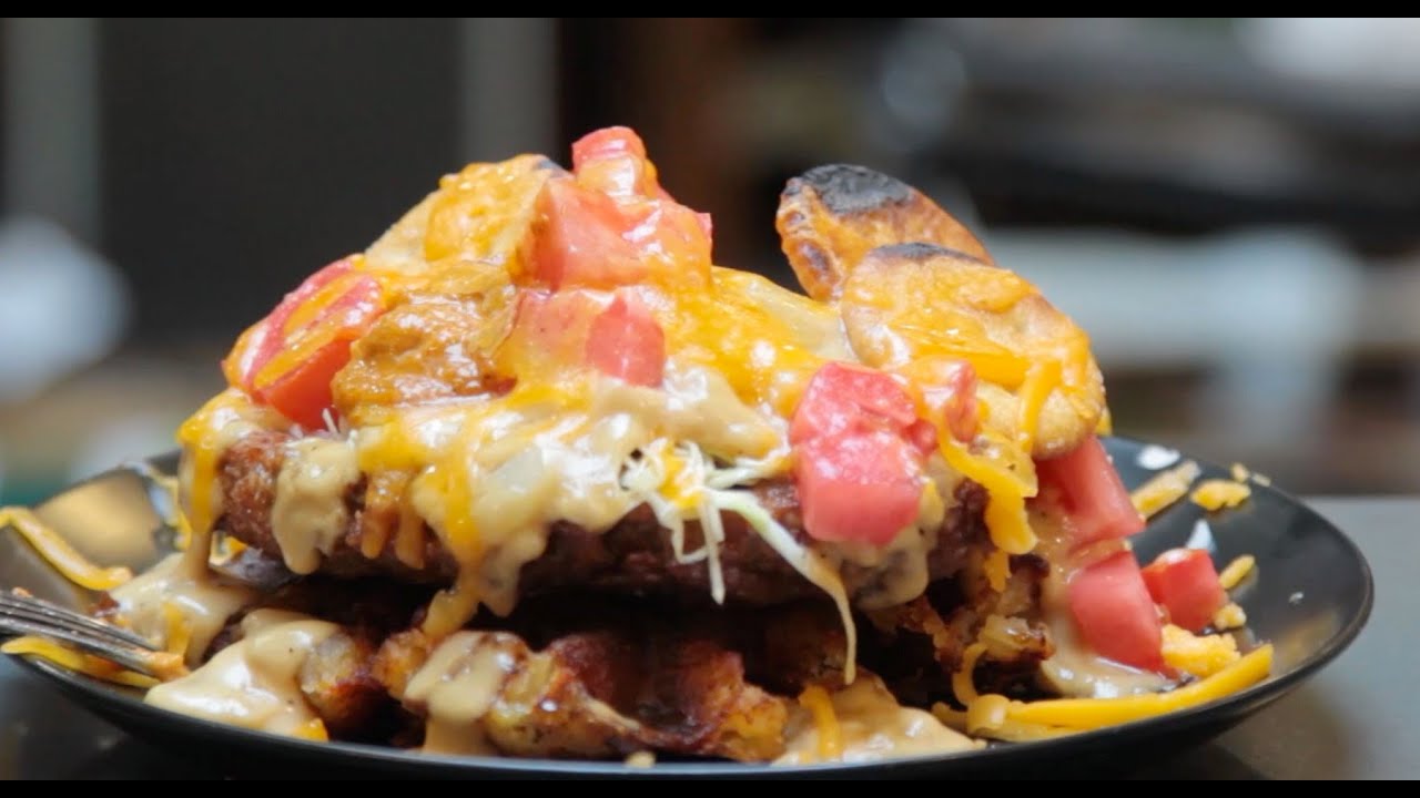 Fried Steak Waffle Fry Crack Gravy Eruption - Hungry Superman Masterpiece | Pro Home Cooks