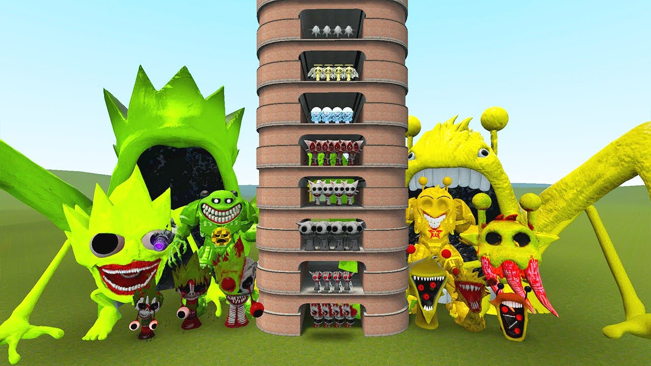 TALLGRASS LITTLE TO BIG ALL LIME SPRUNKI VS ALL SIMON SPRUNKI FAMILY PHASE 1 - 10 in Garry's Mod!