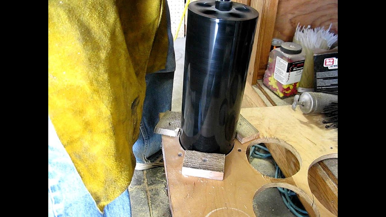 Custom Holesaw 5"x16" deep hole saw, drilling into a log. YouTube