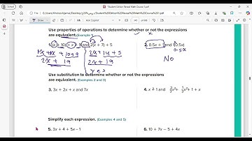 Reveal math grade 6 lesson 5- 7 equivalent algebraic expressions