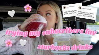 I TRY MY SUBSCRIBERS FAVOURITE STARBUCKS DRINKS | mukbang