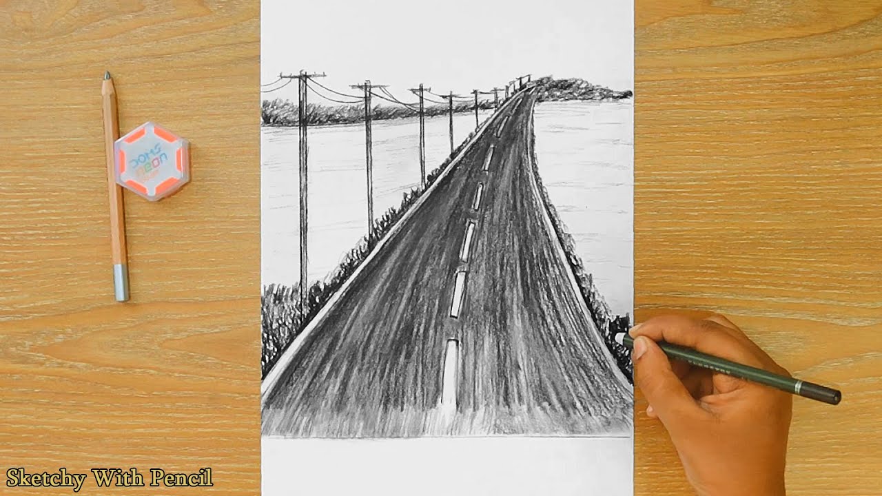 Easy Highway Road Easy Pencil Drawing Work 59 YouTube Maxresdefault