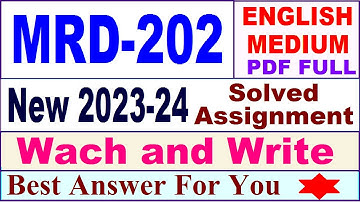 MRD 202 solved assignment 2023-24 in English / mrd 202 solved assignment 2024 / ignou mrd 202 2024