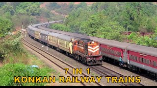 [7 in 1] Classic Fast Konkan Railway Trains at Nivasar : Rajdhani + Tejas + Rajdhani : Good Old Days