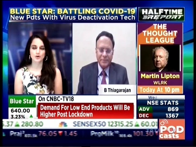 B Thiagarajan, MD, Blue Star - Interview with CNBC TV18 - Launch of ACs with Virus Deactivation Tech