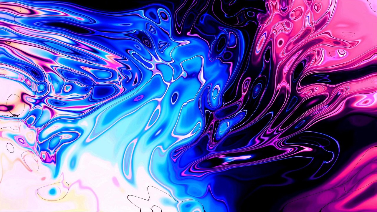 🎬 4K Заставка для Экрана – Психоделическая Синяя и Розовая Неоновая Жидкость (Без Звука)