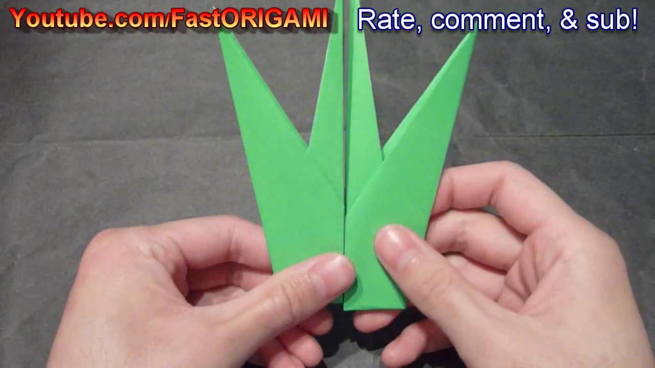 How To Make Tulip Flower Leaf Origami チューリップの葉っぱ折り紙 Tulipan 郁金香 Youtube