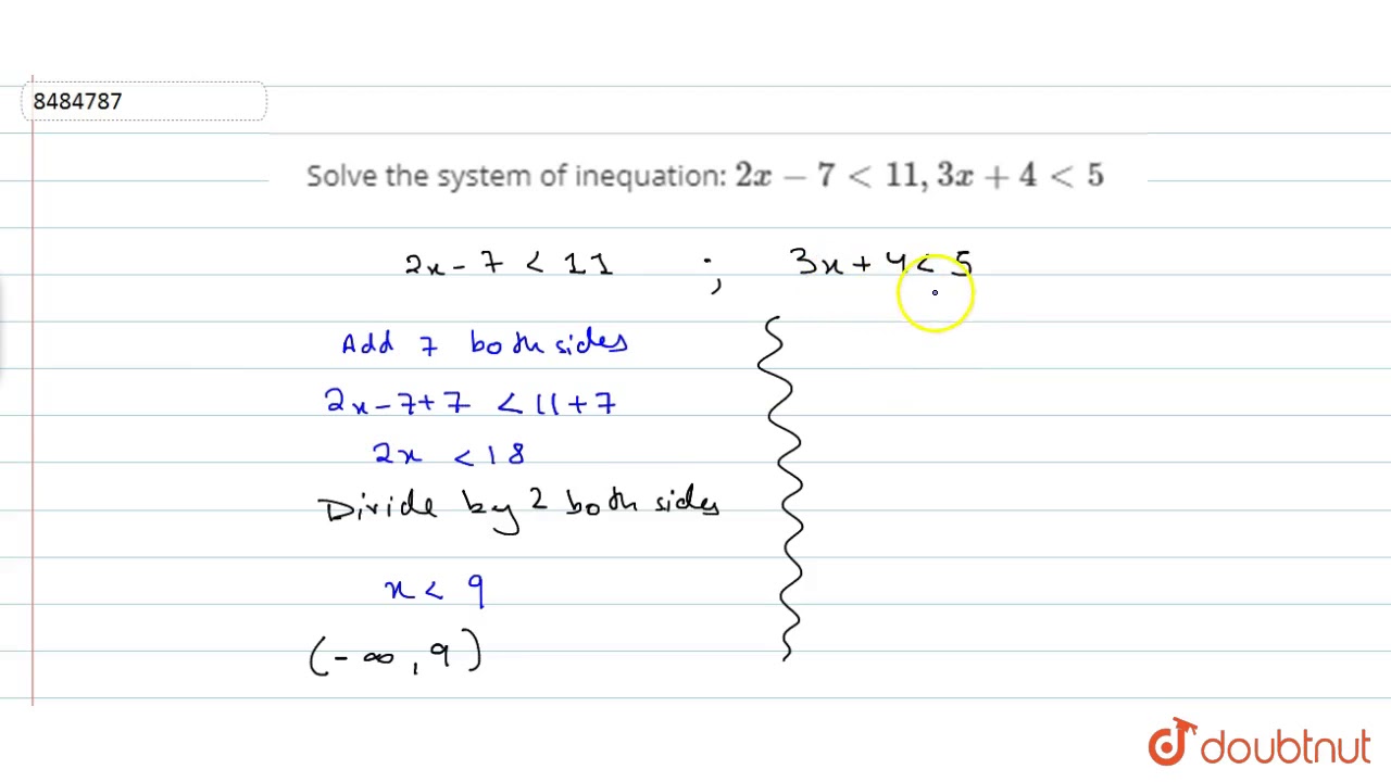 Solve The System Of Inequation 2x 7lt11 3x 4lt5 YouTube Solve The System Of Inequation 2x 7lt11 3x 4lt5 YouTube