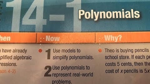 Pre-Algebra lesson 14-1 Polynomials