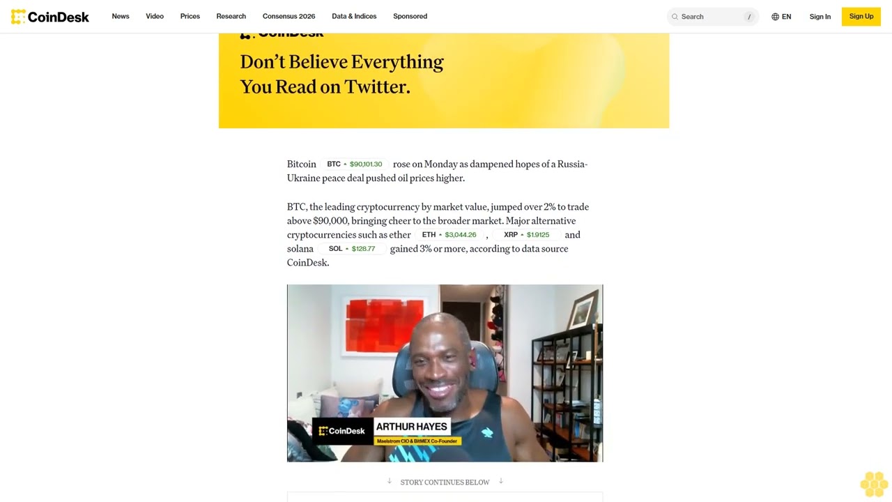 Bitcoin tops $90,000, Oil rises as Russia-Ukraine peace hopes falter -  YouTube