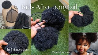 DIY :  Afro Kinky Ponytail For Kids / Simple and Easy crochet method Using drawstrings net..