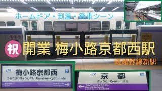 ㊗️開業 梅小路京都西駅 ホームドア開閉、列車到着,発車シーン