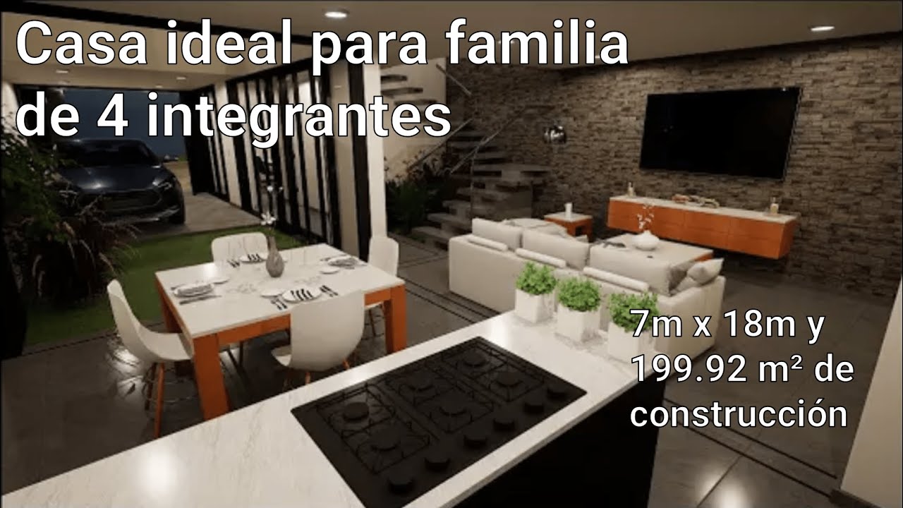 Casa ideal para familia de 4 integrantes en terreno de 7m x 18m y 199. ...