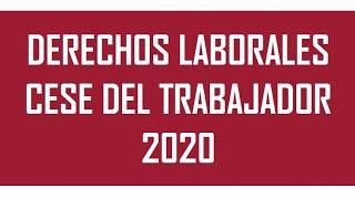 DERECHOS LABORALES I CESE DEL TRABAJADOR 2020.