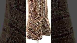 Scanlan Theodore, Brown/Red/Black Multi Slub Boucle Mixed Yarn Flounce Hem Skirt, Size 8, $119.00