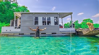 24hr FLOATING TINY HOME Challenge On Rainbow Lagoon!! ($5,000 Mistake..)