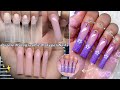 PURPLE HOLOGRAPHIC POLYGEL NAILS💜 HOW TO FRENCH TIP &amp; 3D FLOWER CHARMS DESIGN! | Nail Tutorial