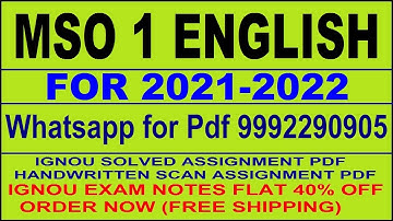 MSO 1 Solved Assignment 2021-22 in English.