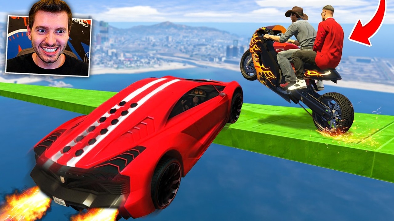 GTA V Online: MOTO DRAG vs CARROS - jogada em DUPLA (300km/h)