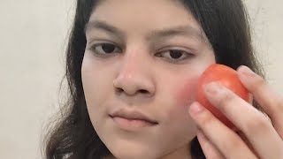 makeup useing tomato challenge #youtube ▶#viral #beutyhack #love #makeup #cute #like #beautiful