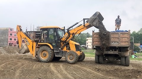 JCB 3DX Loading On Mixed Ballast Tipper By JCB - JCB DOZER VIDEO
