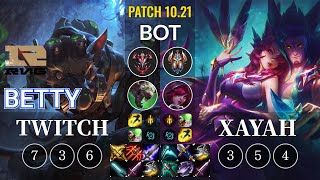 RNG Betty Twitch vs Xayah Bot - KR Patch 10.21