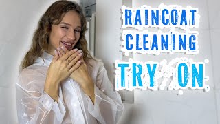 [4K] White Raincoat Try-On • Calm Bathroom Mirror Cleaning screenshot 1