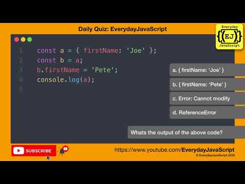 #DailyQuiz - Question 29 | Everyday JavaScript | Object as reference
