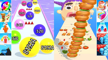 ✅ Satisfying Video Mobile Games 2023 - Ball Run 2048 Infinity vs Sandwich Runner All Level Gameplay