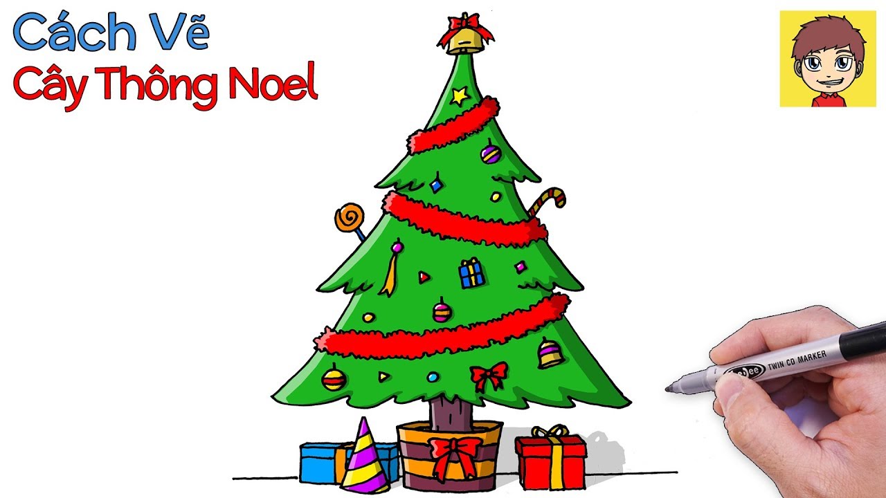 Hướng dẫn Cách vẽ cây thông Noel đẹp dễ hiểu