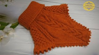 Как связать манишку спицами. Knitting