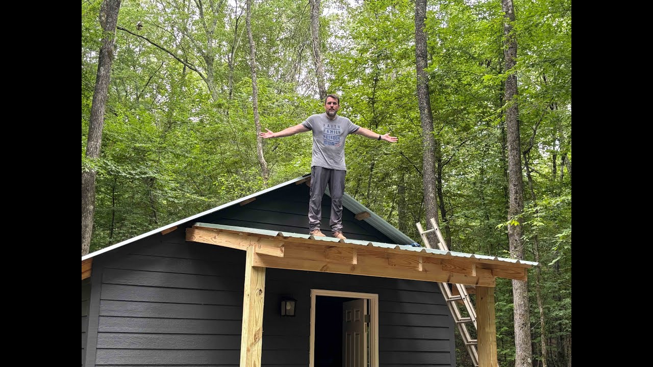 Off Grid Cabin Build | Part 20 | Porch Roof - YouTube