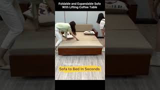 Foldable And Expandable Sofa With Lifting Coffee Table