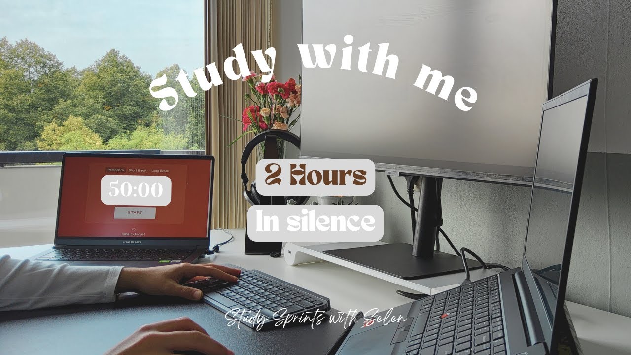 2 HOUR STUDY WITH ME | 50/10 POMODORO | Background Noise | No Music ...