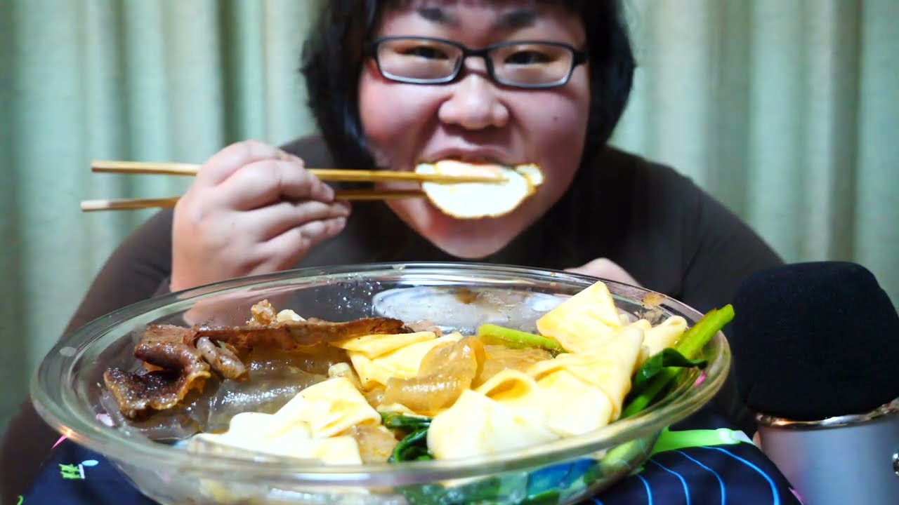 ASMR　咀嚼音　ビャンビャン麺　タンミョン　국수　　挂面　面条　탄면　noodle