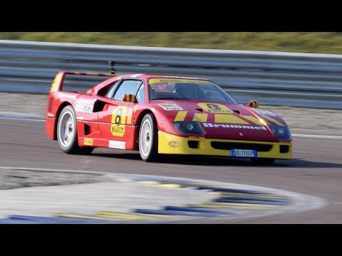Ferrari F40 GT racecar: track action, pure sound, flatout, on board