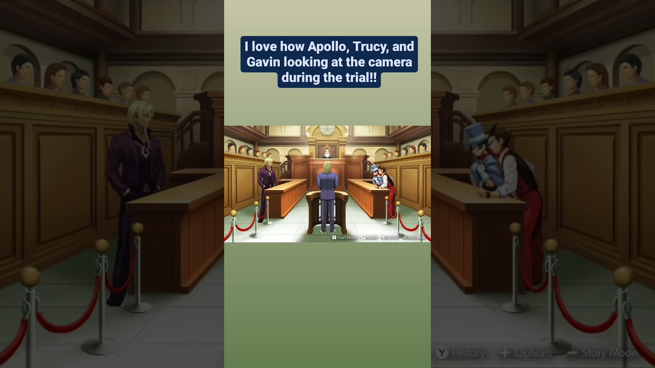 Apollo, Trucy, and Gavin looking at the camera during the trial!! | Apollo Justice Trilogy