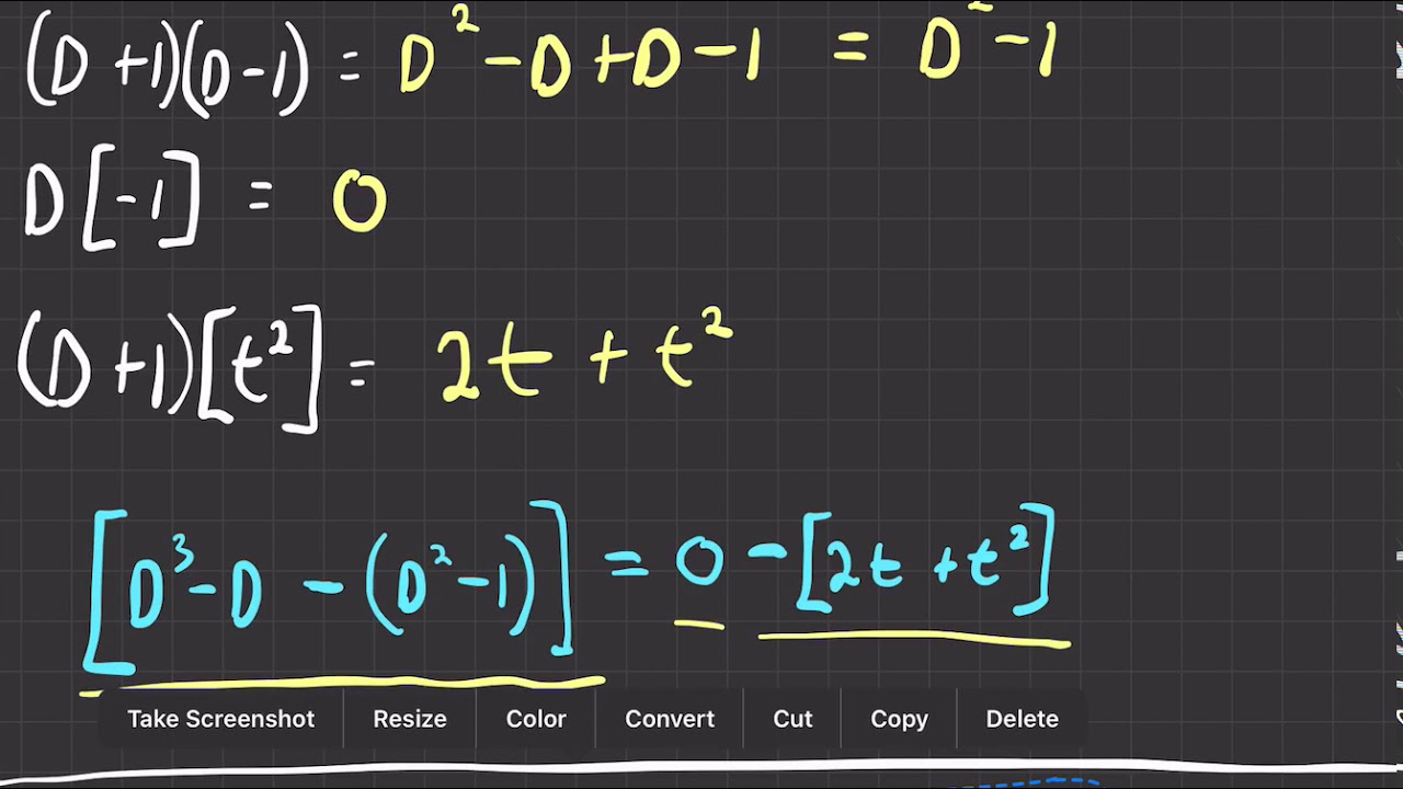 Differential Equations Ch5 Differential Operators Part D - YouTube