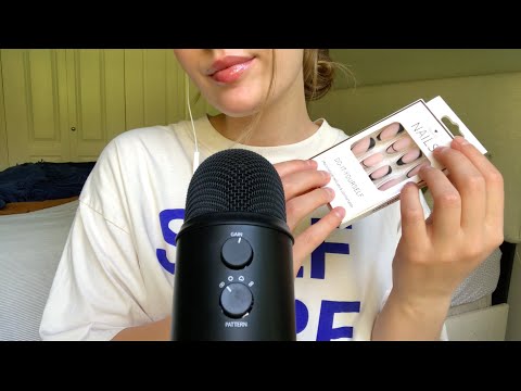 ASMR press on nail haul💙| tapping, scratching, whispering