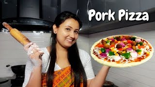 Pork Pizza without Oven | Desi Pizza without Yeast | Pizza in Kadai ? | How to make Pizza ? |