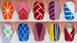 10 Easy nail art using striping tape || Nail designs for beginners to do at home || Nail Delights